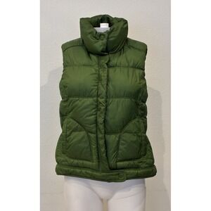 Vtg Old Navy Quilted Puffer Vest Womens M Green Fleece Lined Y2K Grunge Gorp